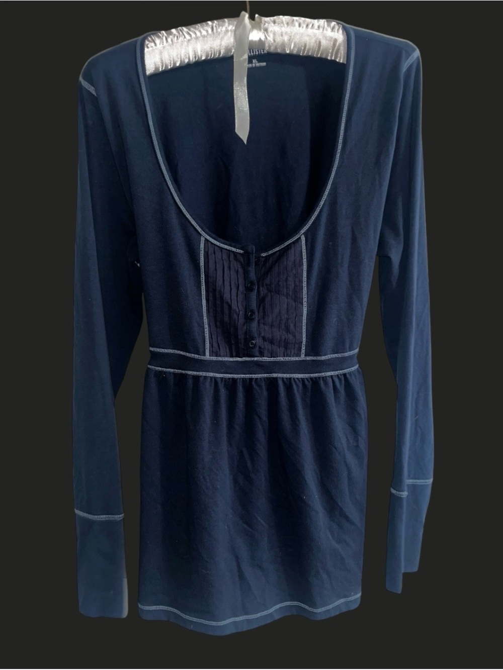 Hollister Women's Long Sleeve Navy Scoop Neck Tunic Top